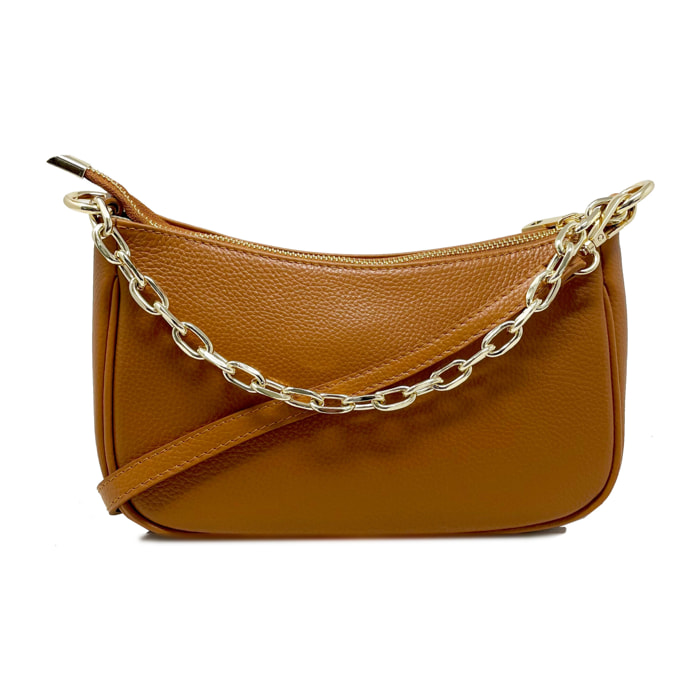 Chicca Borse - Tracollina Clutch Donna in Vera Pelle - Colore Cuoio