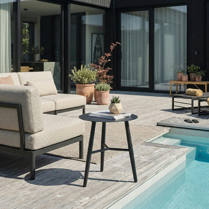 Bout de canapé jardin en aluminium noir STOCKHOLM