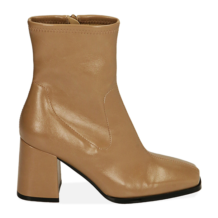 Ankle boots beige, tacco 8 cm