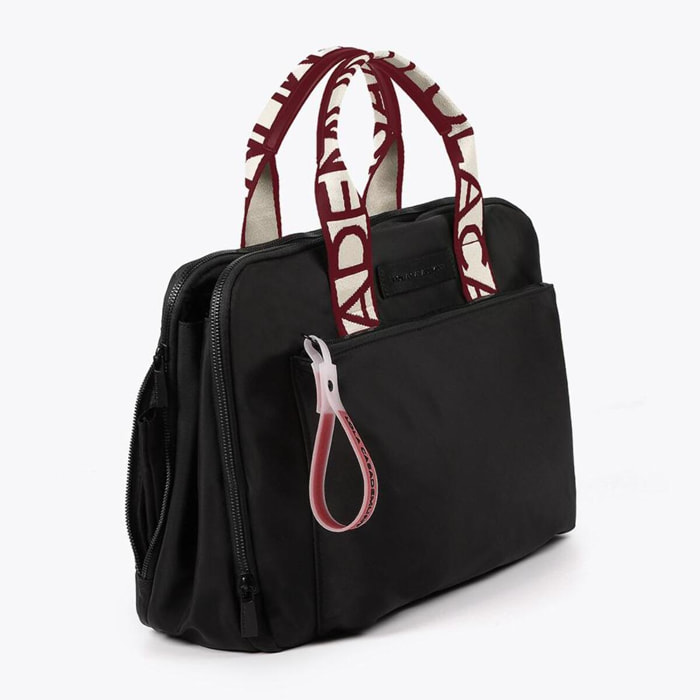 Valigetta in nylon con manici con logo a contrasto