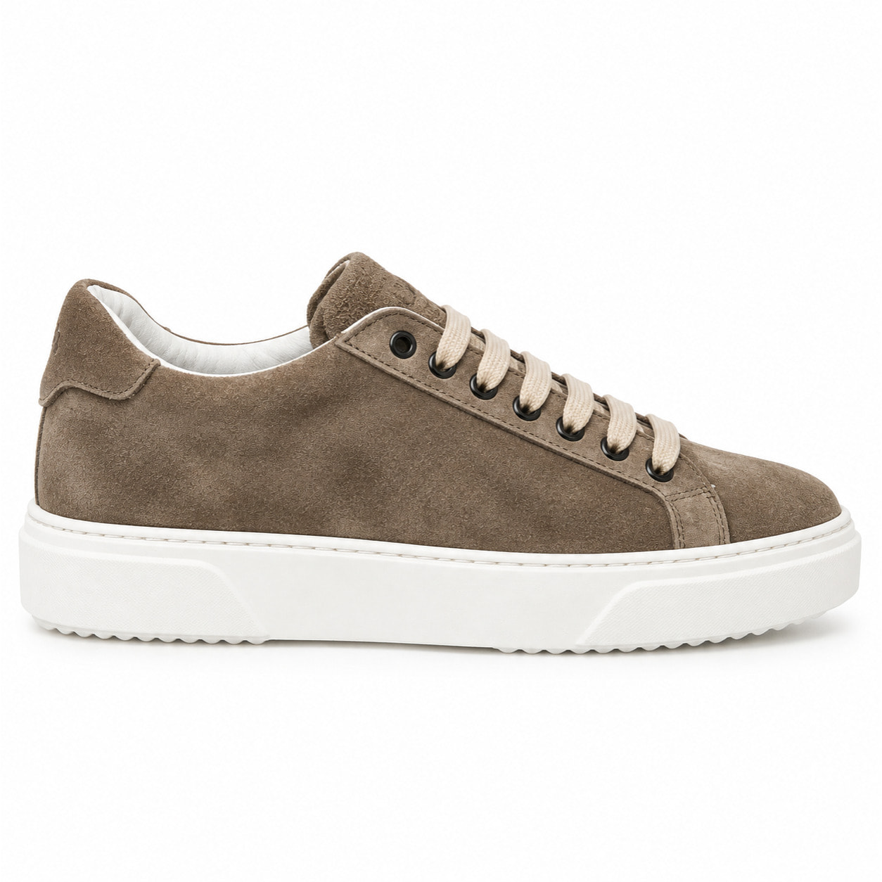 Sneakers stringate in vera pelle scamosciata
