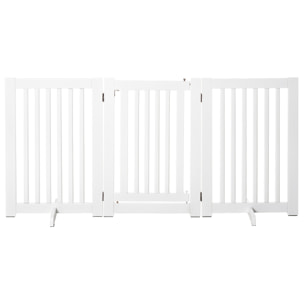 Barrière modulable pliable barrière de sécurité avec porte verrouillable intégrée dim. 155L x 35l x 76H cm MDF blanc