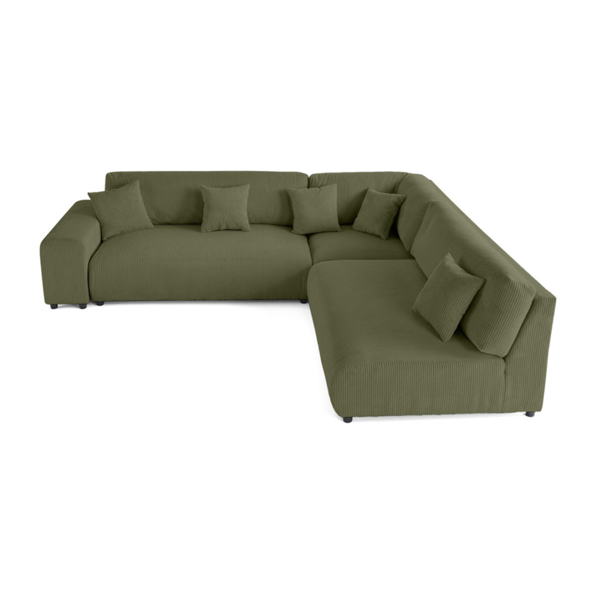 Garance - canapé modulable d'angle droit - 6 places - en velours côtelé - Vert