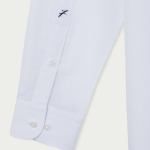 Camicia Uomo 1 Bottone Francese Popeline stretch Unito Bianco