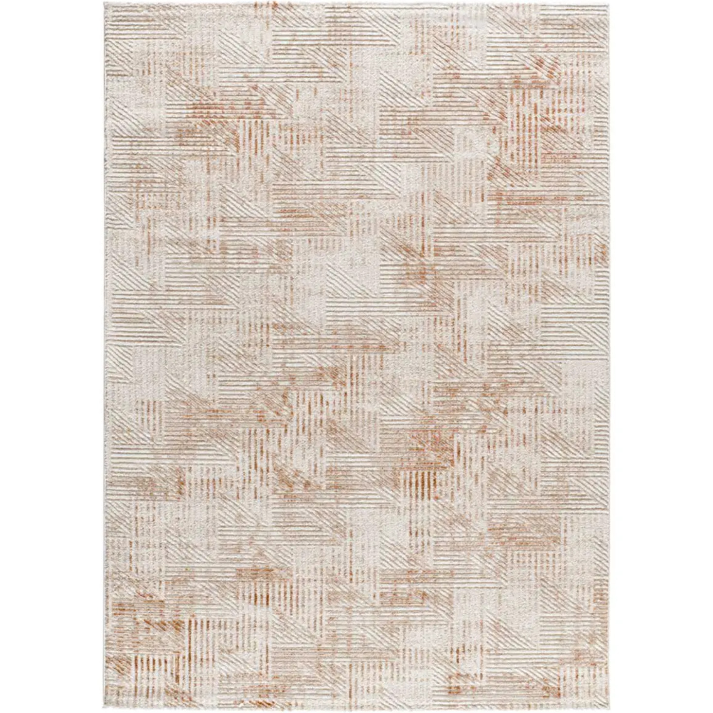 KEOPS Alfombra geométrica con relieve beige/caldera, varias medidas disponibles.