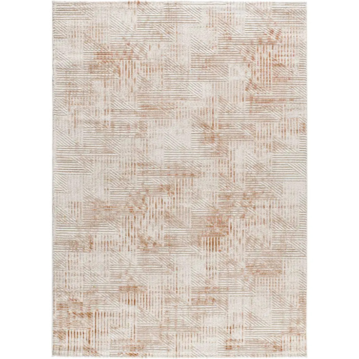 KEOPS Alfombra geométrica con relieve beige/caldera, varias medidas disponibles.