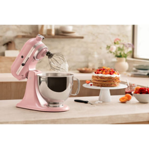 Robot pâtissier KITCHENAID 5KSM175PSEDR rose poudré, 4,8 L, bol avec poignée + bol 3 L, batteur souple et couvercle