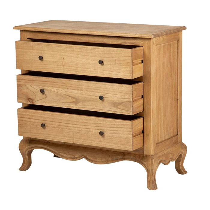 Comoda 3 Cajones Madera Mindi Marron 90x40x85 Cm