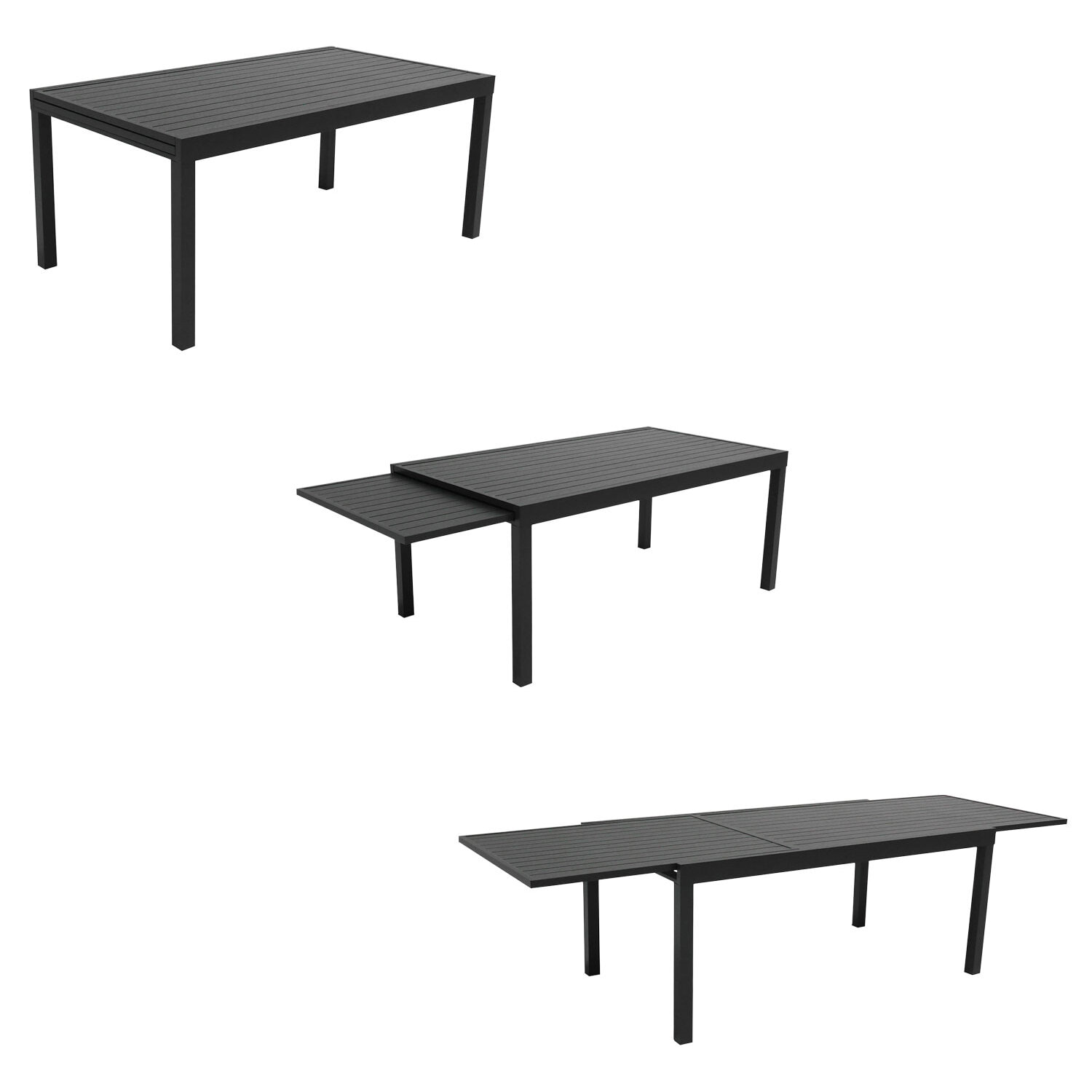 Salon de jardin extensible 10 places de 180/300cm aluminium anthracite VENEZIA