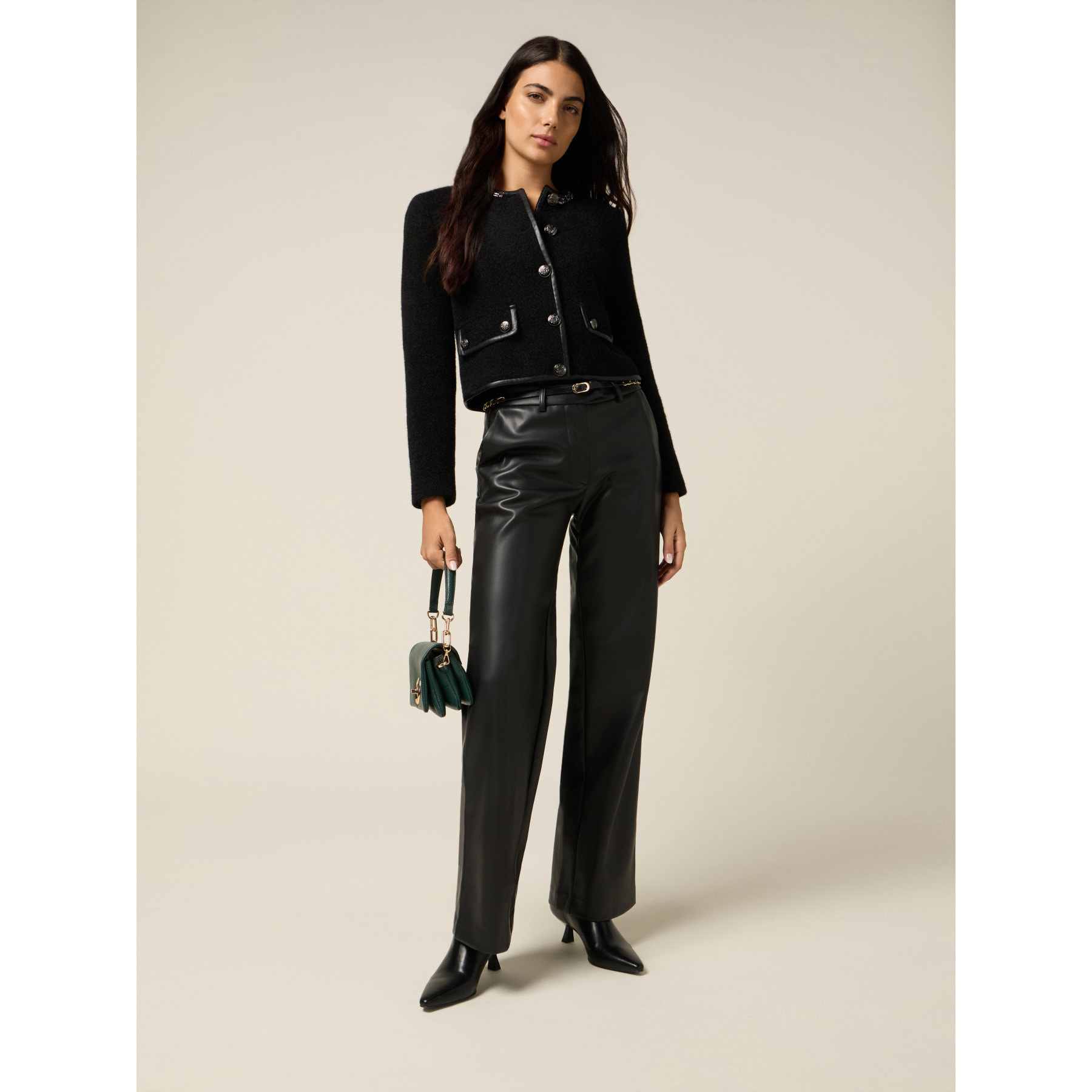 Oltre - Pantalones de tejido sintético - Negro