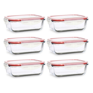 Lot de 6 boîtes hermétiques 630ml en verre  CLEMENTINE