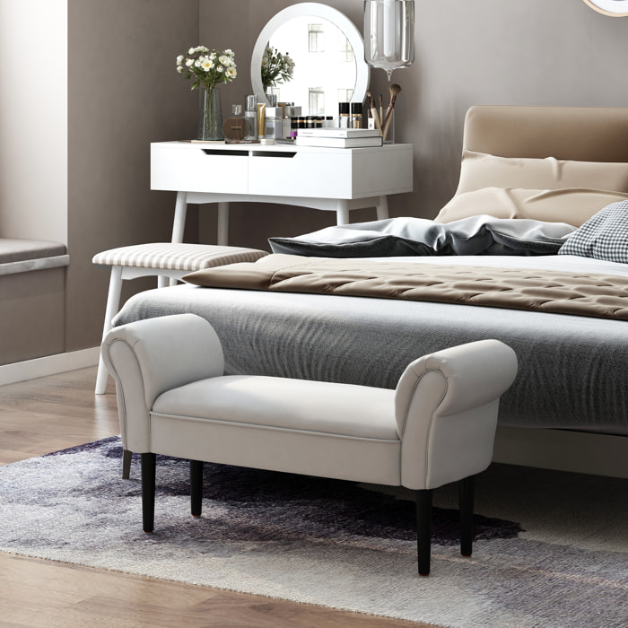 Taburete Pie de Cama Banqueta con Brazos Tapizada tipo Banco de Madera para Dormitorio Salón Recibidor 102x36x51cm Carga 130kg