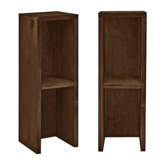 Pack de 2 tables de chevet ou d’appoint en bois massif noyer 60x20cm Hauteur: 60 Longueur: 20 Largeur: 20