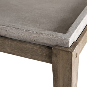 HECTOR - Table basse de jardin carrée béton 83x83 cm pieds en bois Acacia