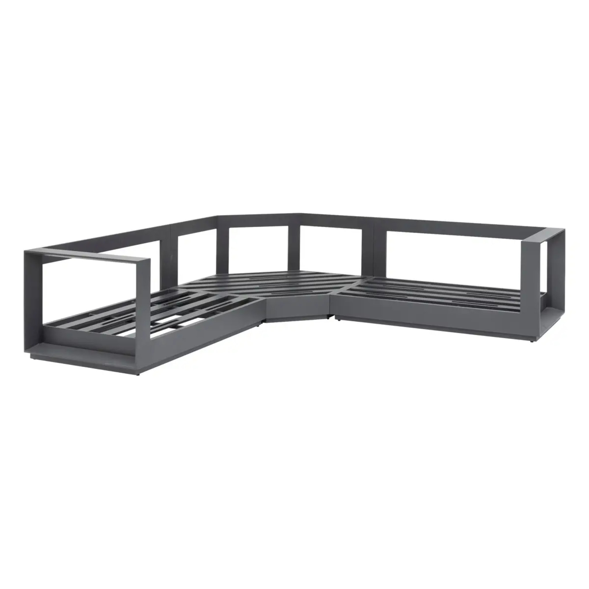 Salon d'angle de jardin "Allure" graphite 5 places en aluminium et polyester