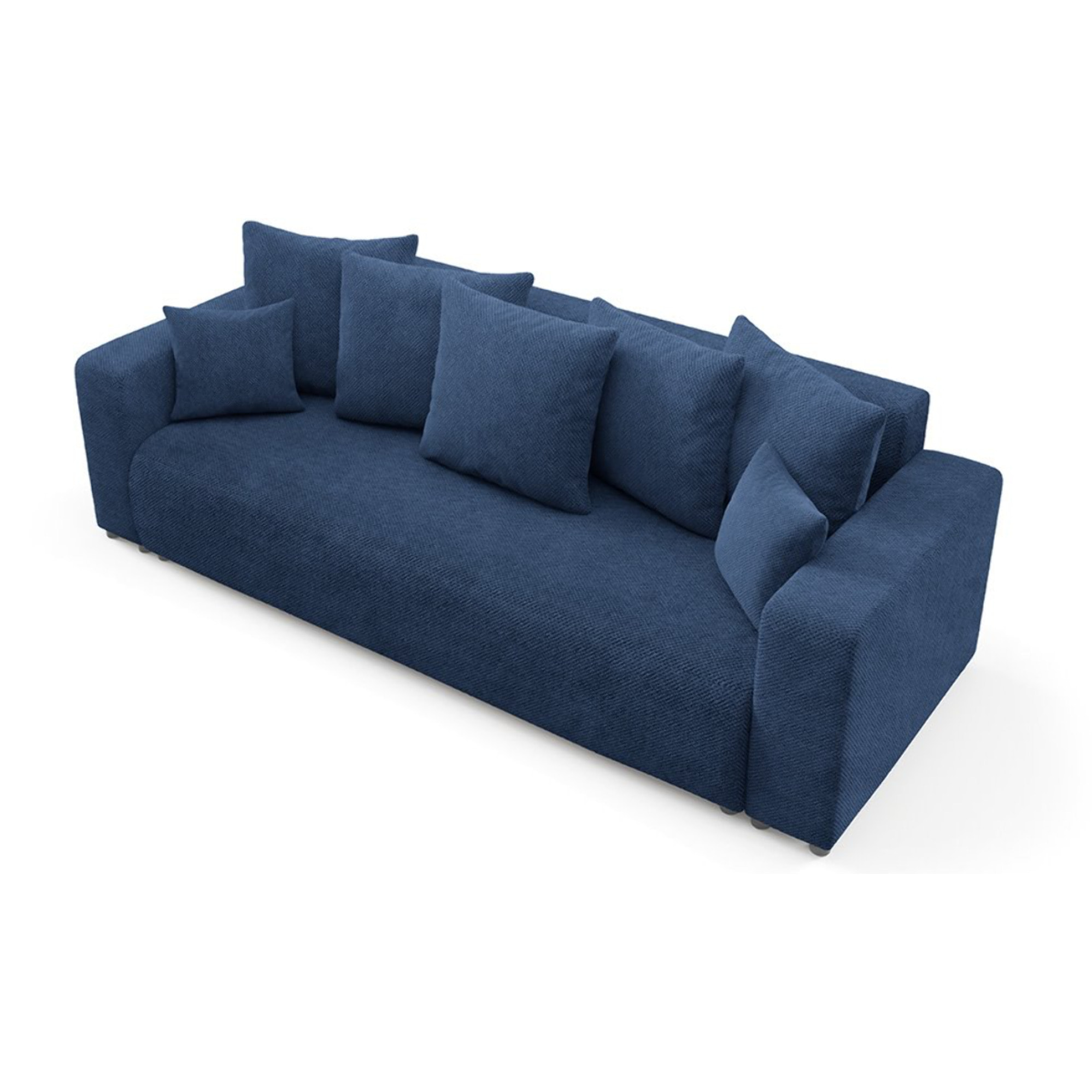 GLORIA - Canapé droit convertible 3 places en tissu bleu