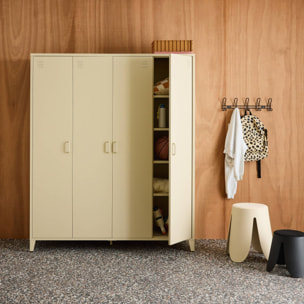 Armoire chambre dressing industriel métal 4 portes, 10 étagères, 1 penderie  SOHO