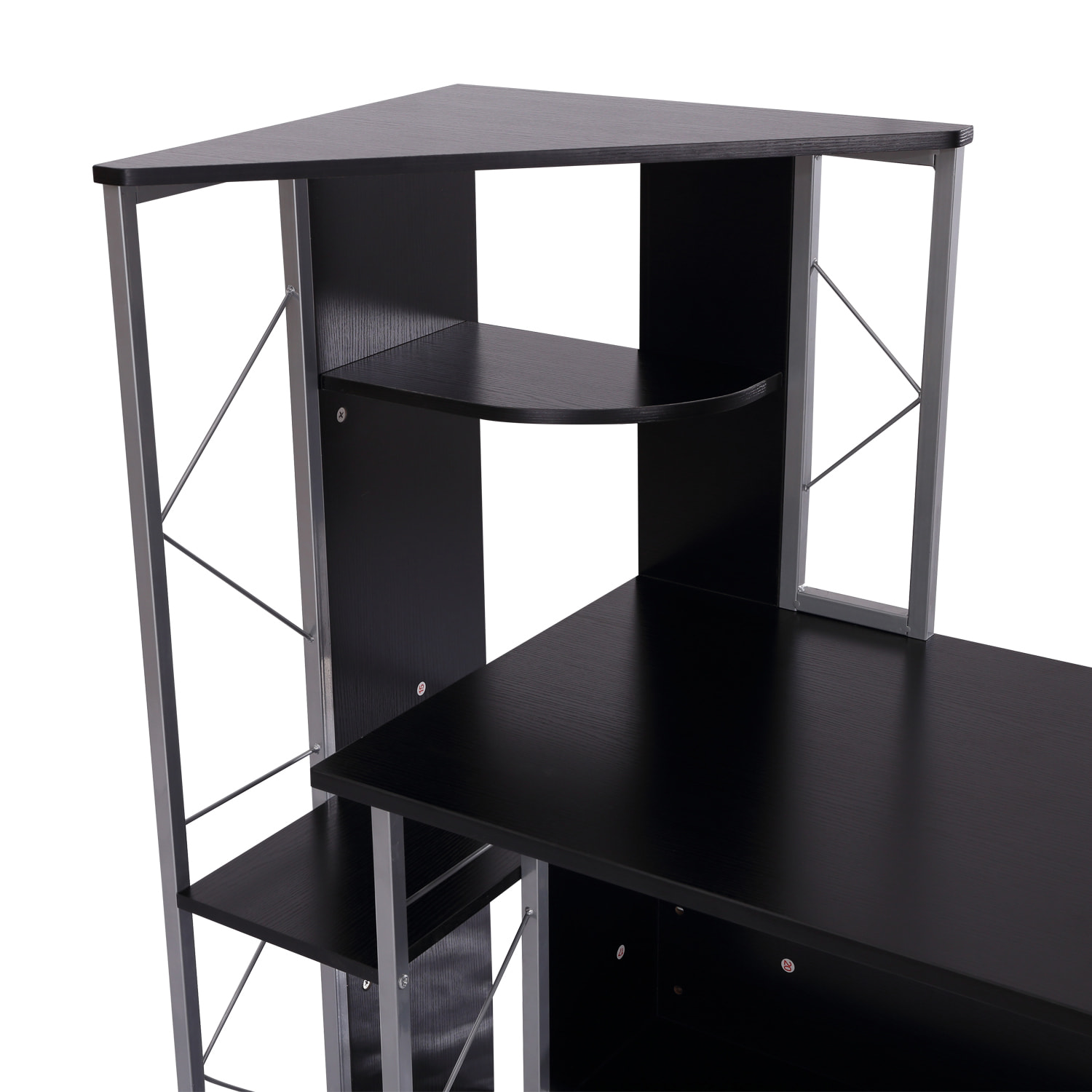 Bureau informatique design industriel multi-rangement noir