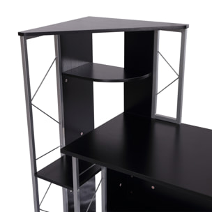Bureau informatique design industriel multi-rangement noir