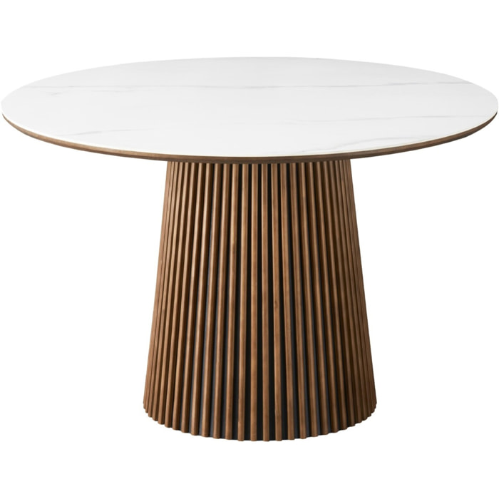 Table à manger ronde en céramique bicolore 6 places - ADA