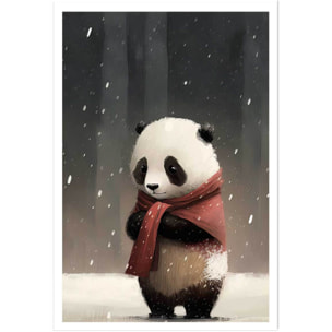Affiche enfant panda sous la neige  Affiche seule