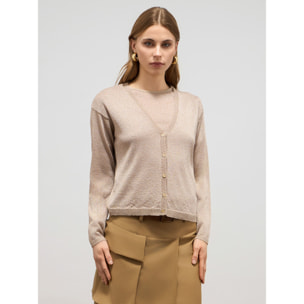 Oltre - Cardigan lurex misto viscosa - Oro