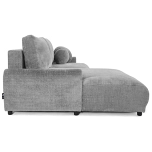 Nelly - canapé d'angle gauche 4 places convertible avec coffre en velours texturé - Gris