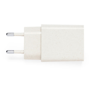 Caricatore per canna di grano naturale USB Quick Charge. 1 uscita USB e 1 uscita di tipo C