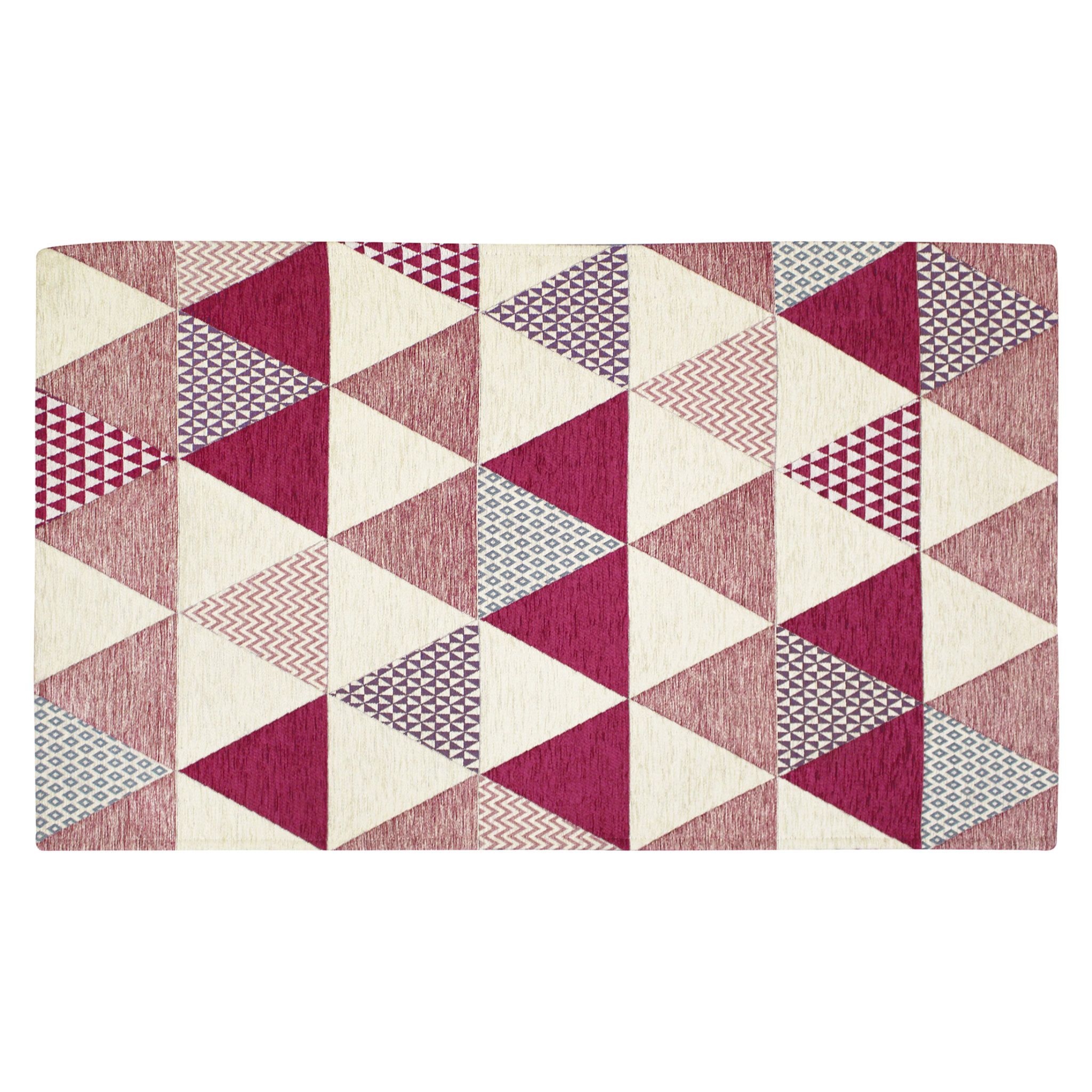 TAPPETO ARREDO TRIANGOLI FUCSIA 65X115 CM CON ANTISCIVOLO