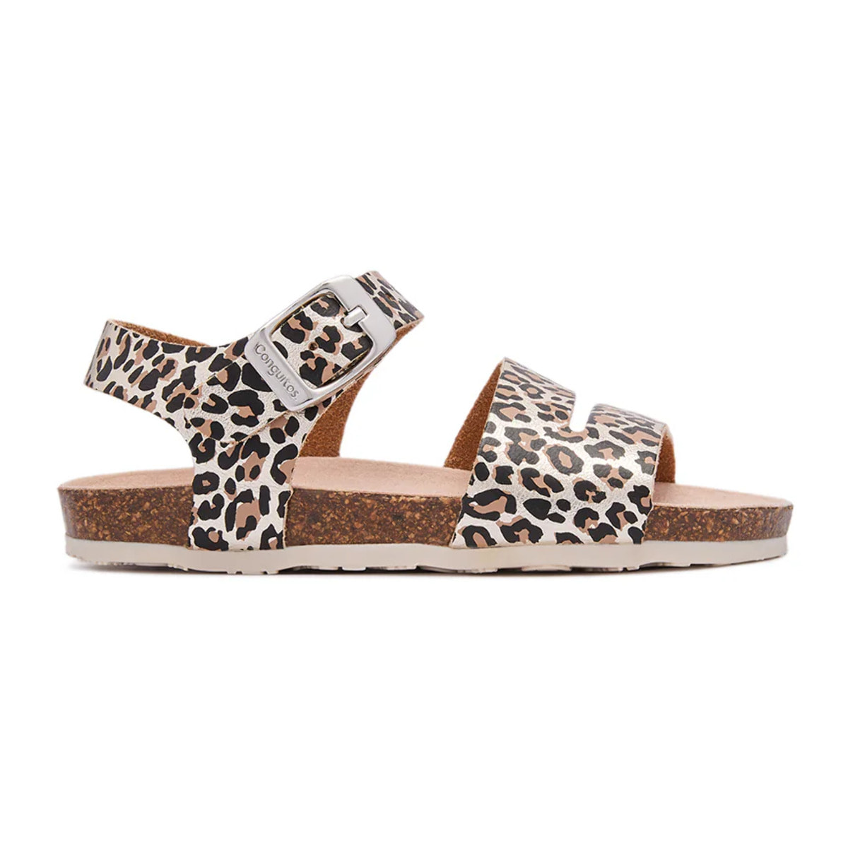 Sandalias Abiertas de Niña Bio Tiras con Estampado Leopardo