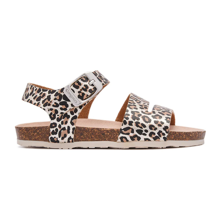 Sandalias Abiertas de Niña Bio Tiras con Estampado Leopardo