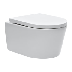 Pack WC sans bride SAT, fixations invisibles + Abattant softclose + Bâti support Geberit Extra-plat UP720 + Plaque Chrome