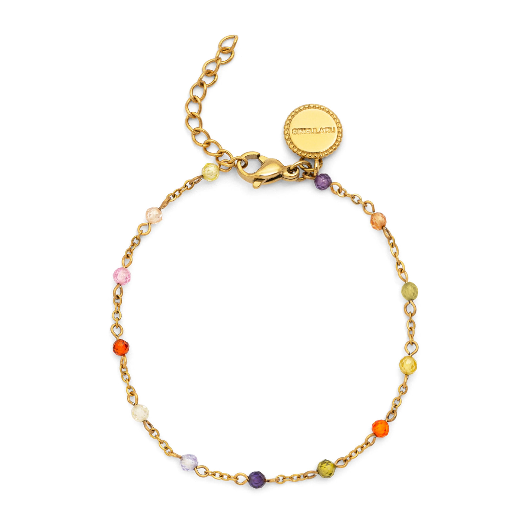 Pulsera Crystals Colors Atardecer Acero Baño Oro