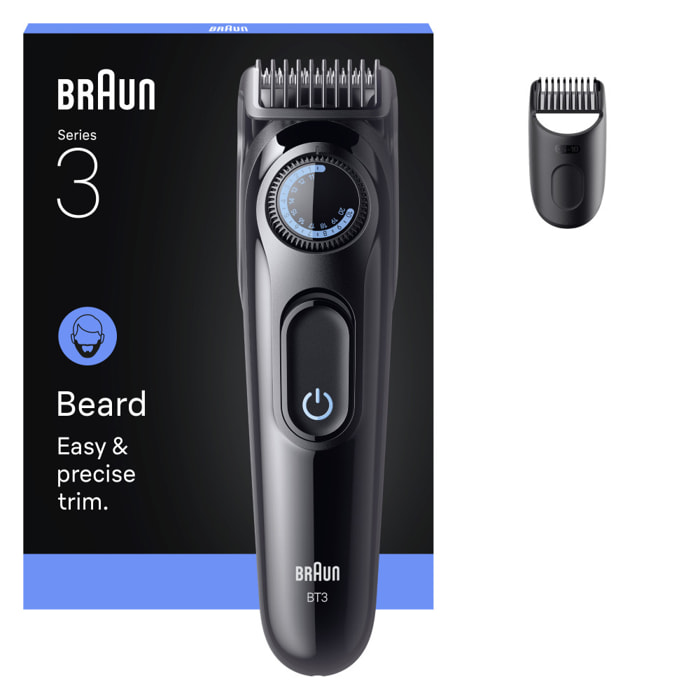 Braun Tondeuse À Barbe Series 3, + 2 Outils Pour Créer Son Style, 20 Longueurs, Lame Affûtée, BT3500, Noir