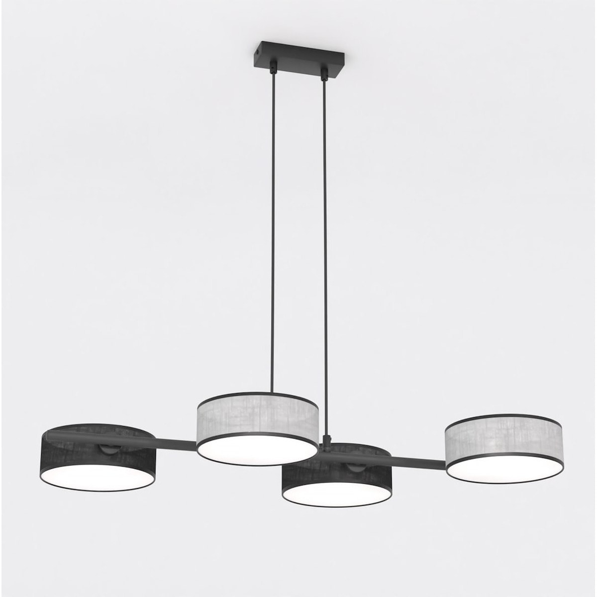 Lampada a sospensione DRUMZ in acciaio nero e tessuto