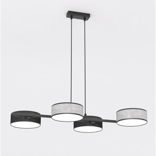 Lampada a sospensione DRUMZ in acciaio nero e tessuto