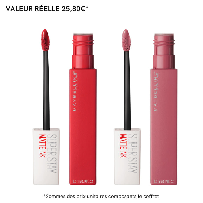 Maybelline New York - Lot de 2 Rouges à Lèvres Superstay Matte Ink - Teintes : Pioneer + Lover