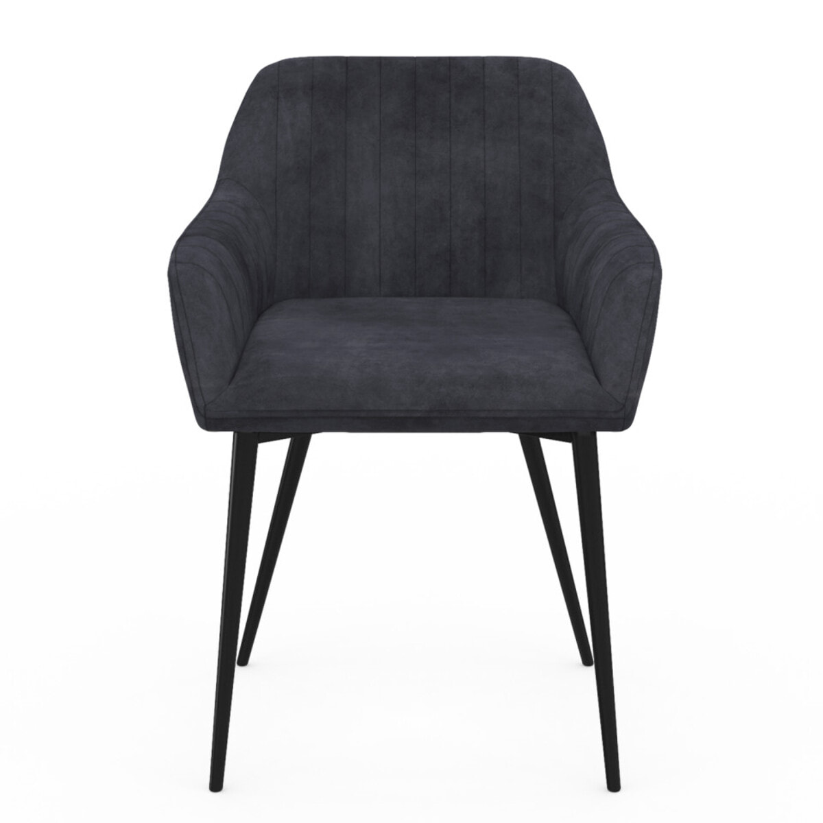 Chaises Ariana velours gris foncé pieds métal - lot de 2