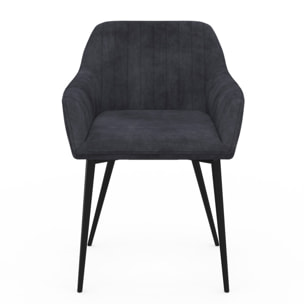 Chaises Ariana velours gris foncé pieds métal - lot de 2