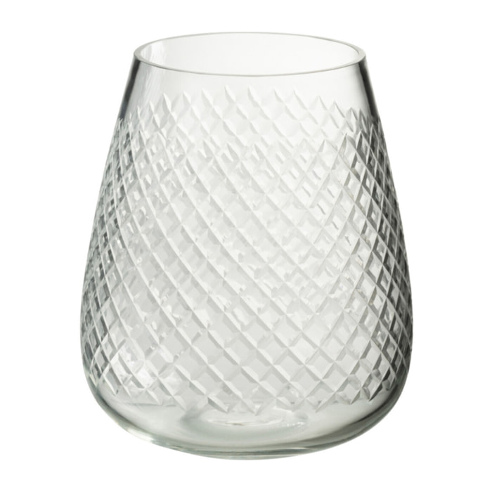 J-Line vase Carreaux - verre - transparent - small - Ø 18 cm