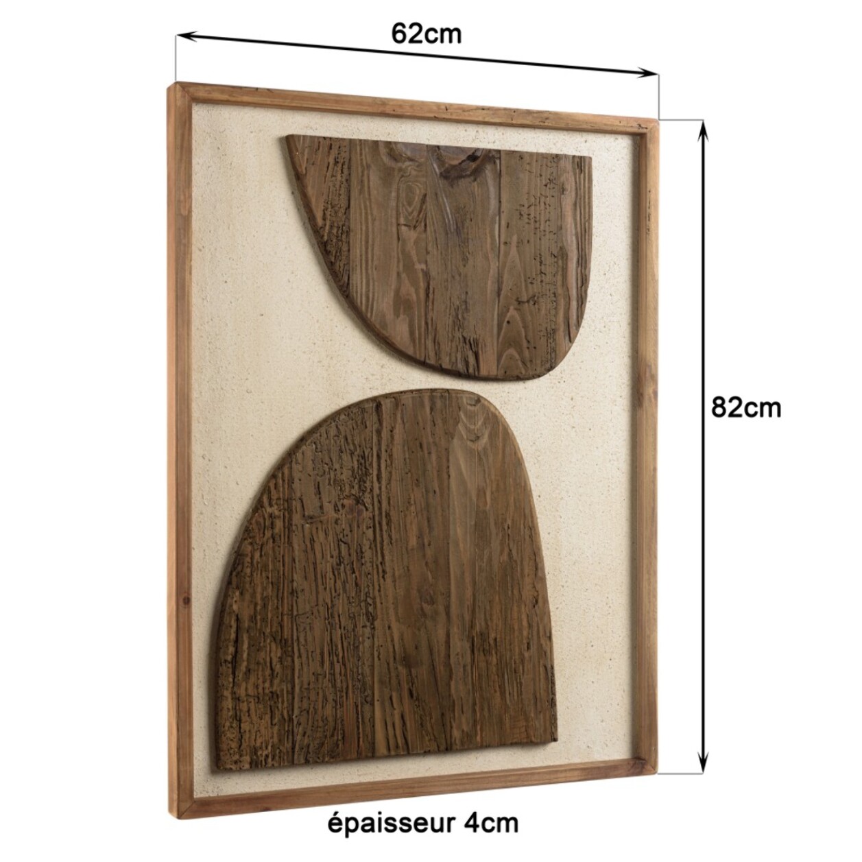 SANDY - Décoration murale 62x82cm formes sur fond blanc Pin recyclé