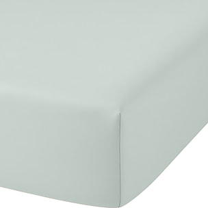 Drap housse 2 pers uni en coton et bambou - vert