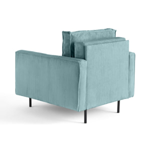 Charlie - fauteuil - pieds hauts - en velours côtelé - Bleu