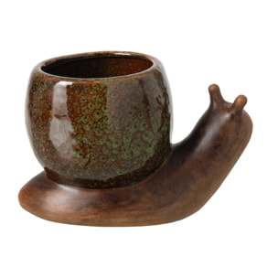J-Line Cache-pot escargot - grès - beige/vert