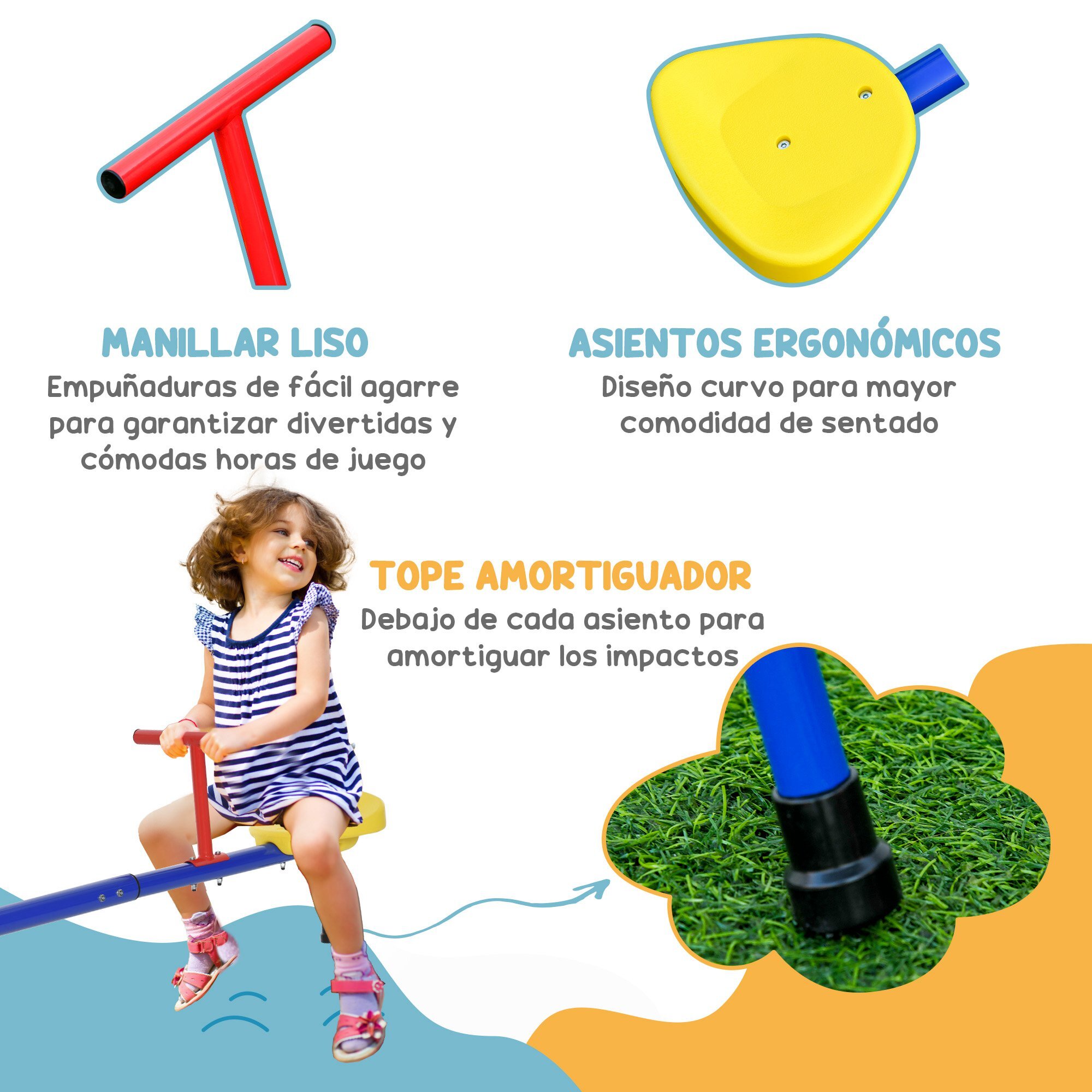 Conjunto para Niños Juego de Balancín para Niños Giratorio 360° y Columpio Doble Infantil con Cuerda Ajustable para Jardín Parque 184x76x71 cm 239x156x180 cm Multicolor