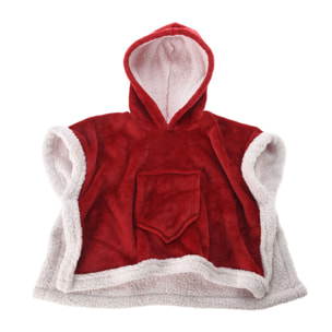 Poncho de navidad para niños rojo con ribete blanco
