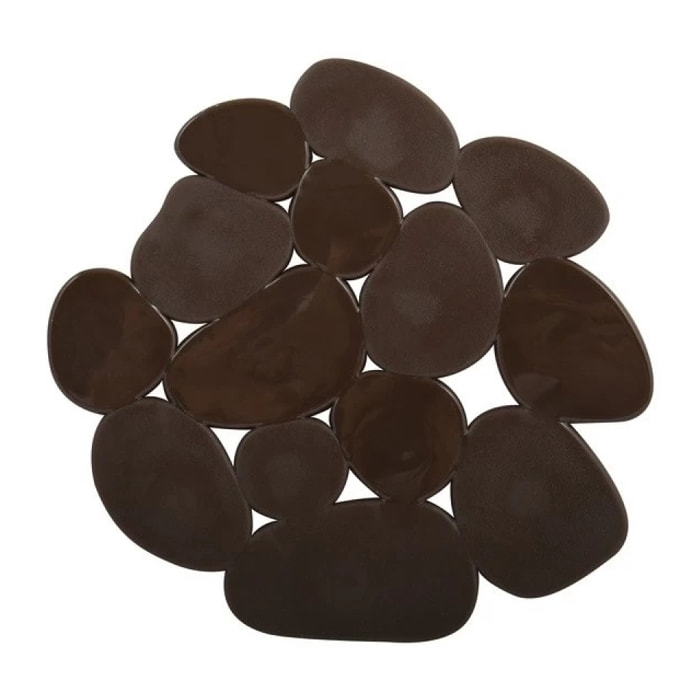 Lot de 4 Tapis antiderapants de douche ou baignoire PVC GALETS 12x13cm Chocolat MSV