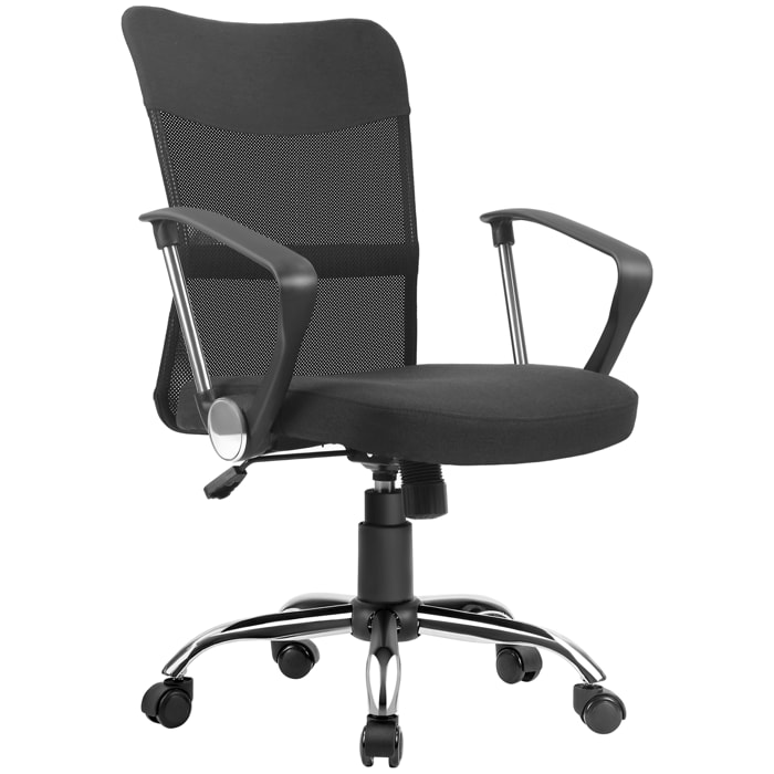 Fauteuil de bureau chaise de bureau réglable pivotant 360° fonction à bascule lin maille résille respirante noir