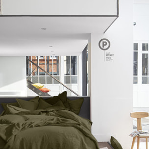 Drap Housse Bonnet 30cm 100% Lin LavÉ Olive