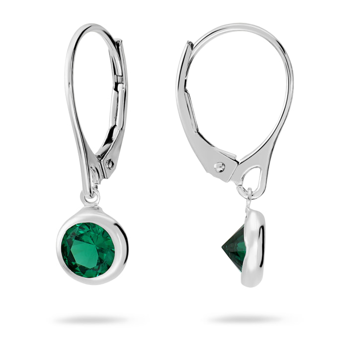 Orecchini Pendenti con Cubic Zirconia Verdi in Argento 925